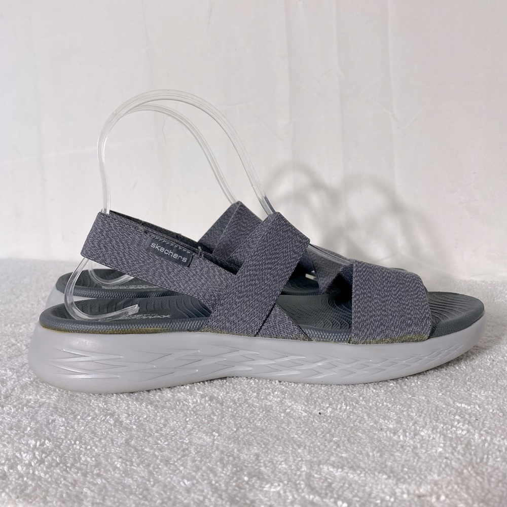 Skechers Goga Max Grey Stretchy Strappy Sandals 8